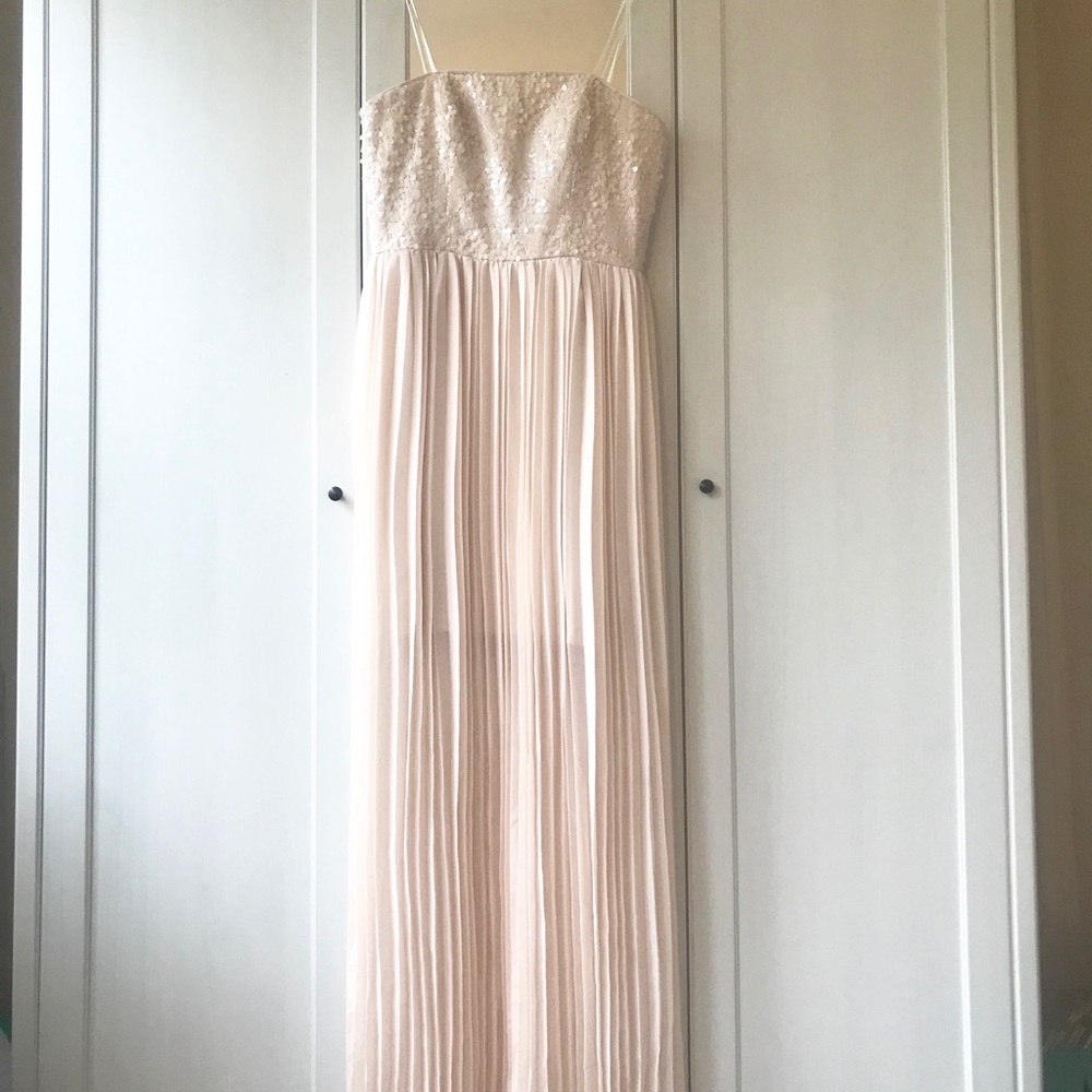 Aidan Mattox strapless blush sequined gown